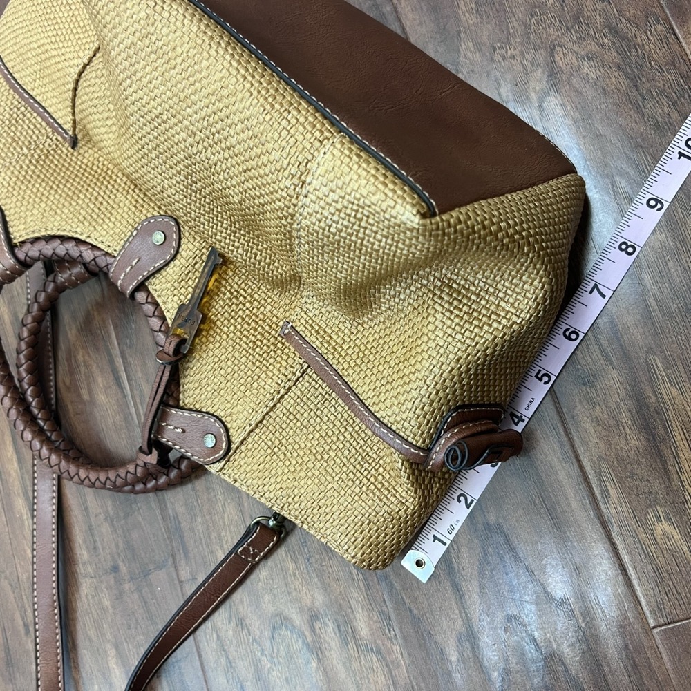 Vintage Y2K Fossil Crossbody Bag Tan‎ Woven Boho Artsy Resort Coastal Travel - Picture 7 of 14